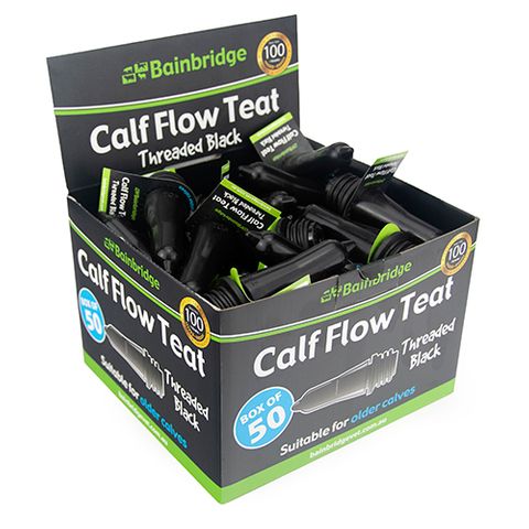 BAINBRIDGE CALF FLOW TEAT - THREADED BLACK (BOX OF 50)