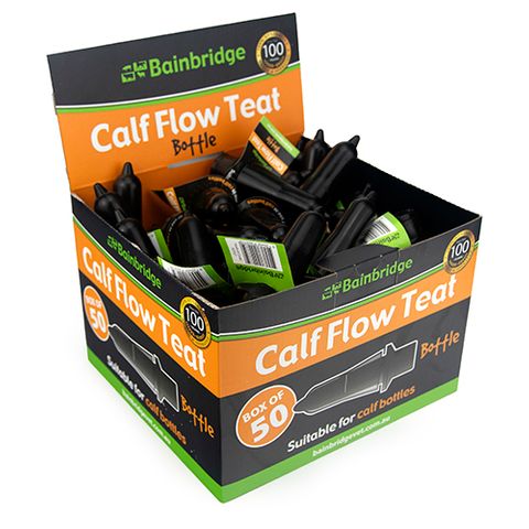 BAINBRIDGE CALF FLOW BOTTLE TEAT - BLACK (BOX OF 50)