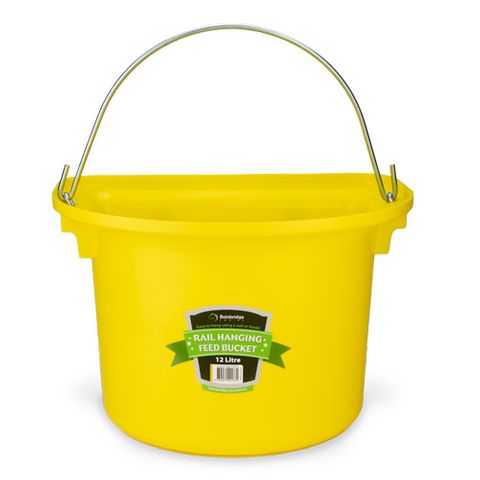 RAIL HANGING FEED BUCKET 12 LITRE - YELLOW