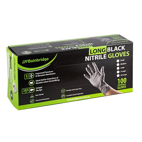 Black Nitrile Gloves Long