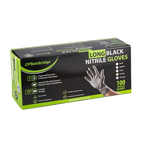 BLACK NITRILE GLOVES &ndash; LONG - X LARGE
