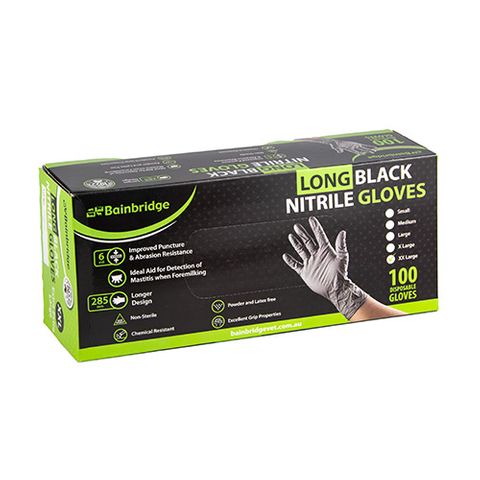 BLACK NITRILE GLOVES &ndash; LONG - XX LARGE