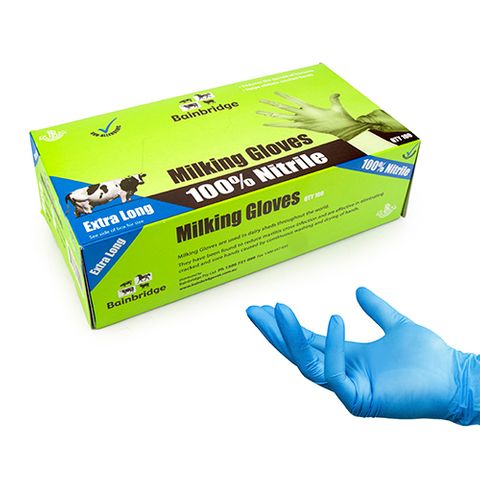 MILKING GLOVES LONG NITRILE MED