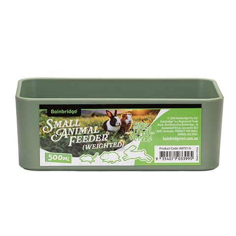 SMALL ANIMAL FEEDER BOWL RECTANGULAR - GREEN