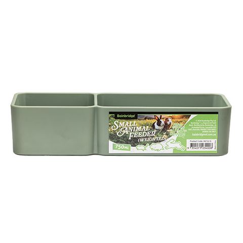 SMALL ANIMAL FEEDER BOWL DOUBLE RECTANGULAR - GREEN