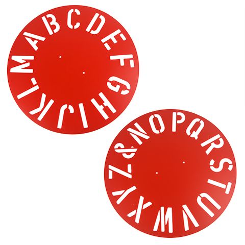CLOCKFACE PLASTIC STENCIL A-Z (2 PIECES)