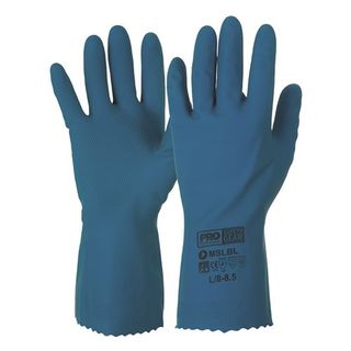 Blue Silver Lined Rubber Gloves Size 9