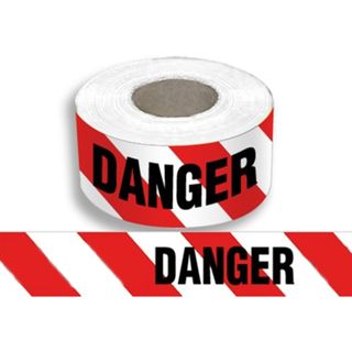 Barrier Tape Red & White Danger 75mm x 100m