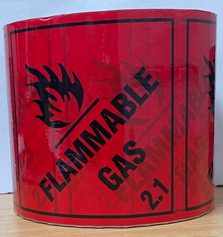 Class 2.1 Red Flammable Gas 100mm x 100mm Perf