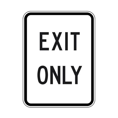 Sign - Exit Only - 600H x 450W - Aluminium