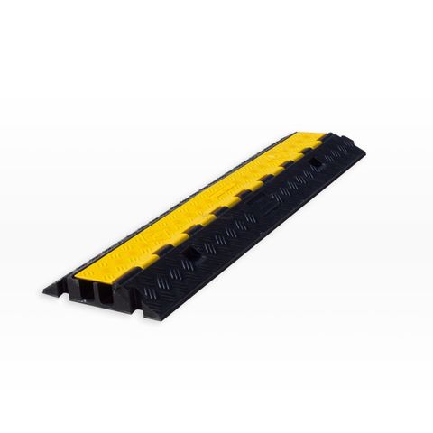 Cable Protector - 2 Channel - Rubber with Rubber/Plastic Lid - Black/Yellow