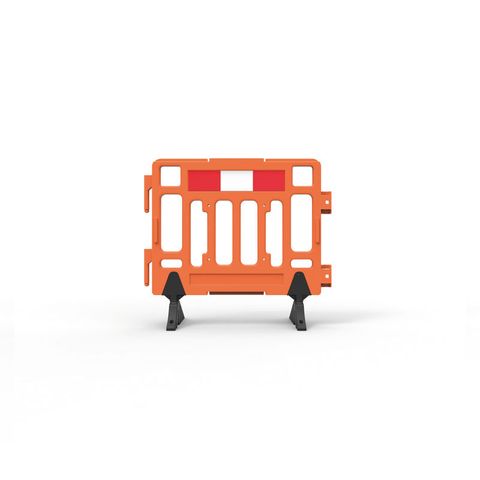 Plastic Fence Barrier with Rubber Foot 1100 x 1000mm - Hi-vis Orange with Reflective Panels