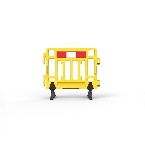 Plastic Fence Barrier with Rubber Foot 1100 x 1000mm - Hi-vis Yellow with Reflective Panels