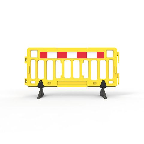 Plastic Fence Barrier with Rubber Foot 2000 x 1000mm - Hi-vis Yellow with Reflective Panels