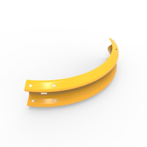 W-Beam Rail 90 Degree External Curve Radius 75cm - Galvanised and Powder Coated Yellow