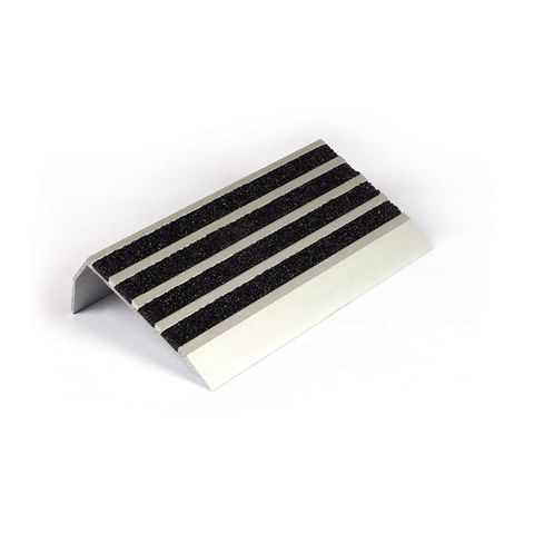Stair Nosing 83 x 37 x 3620mm Natural Anodised with Carborundum Infill - Black