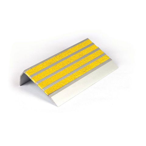 Stair Nosing 83 x 37 x 3620mm Natural Anodised with Carborundum Infill - Yellow