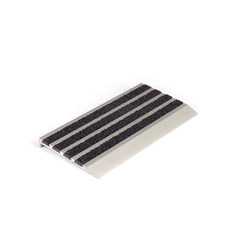 Stair Nosing 76 x 10 x 3620mm Natural Anodised with Carborundum Infill - Black