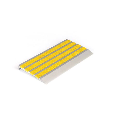 Stair Nosing 76 x 10 x 3620mm Natural Anodised with Carborundum Infill - Yellow