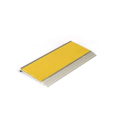 Stair Nosing 75 x 10 x 3620mm Natural Anodised with PVC Insert - Yellow