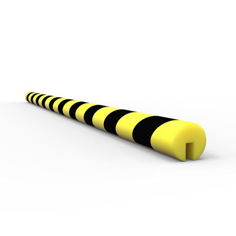 Anti Collision Strip 1m Polyurethane Black/Yellow - C Profile