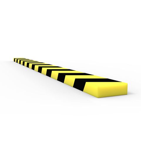 Anti Collision Strip 1m Polyurethane Black/Yellow - Rectangular Profile