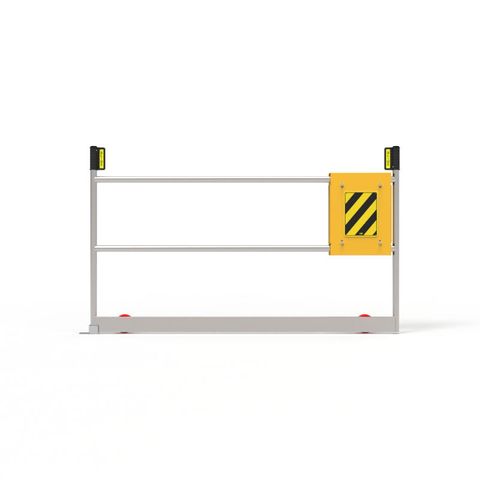 Ball Fence Roller Gate 1500mm Opening Yellow Gate Body with Mill Finished Aluminium Hoop