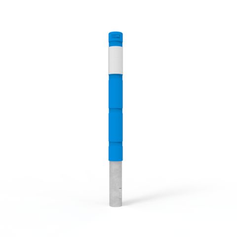 Bollard 140mm Below Ground with Skinz Bollard Sleeve with White Reflective Tape - Blue