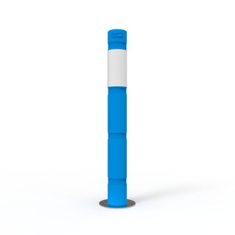 Bollard 140mm Surface Mounted with Skinz Bollard Sleeve and White Reflective Tape - Blue