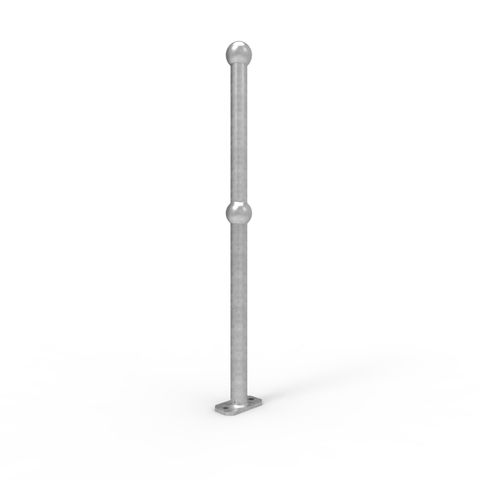 Ball Fence End Post Surface Mounted - Galvanised