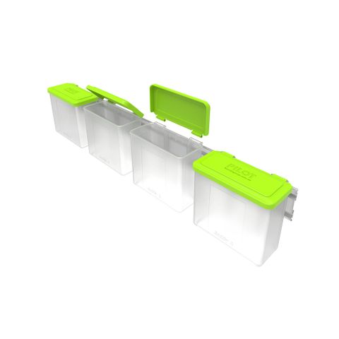 Pilot Caddy Storage Bin 4 Value Pack - 4 x Caddy 4 Bins with Bonus Mounting Rail