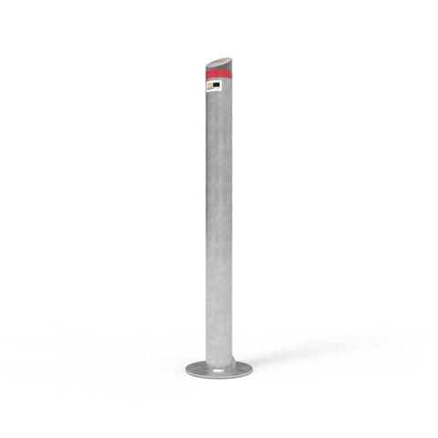 Bollard 90mm Surface Mounted with Cast Aluminium Angled Cap - Galvanised