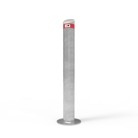 Bollard 140mm Surface Mounted with Cast Aluminium Angled Cap - Galvanised