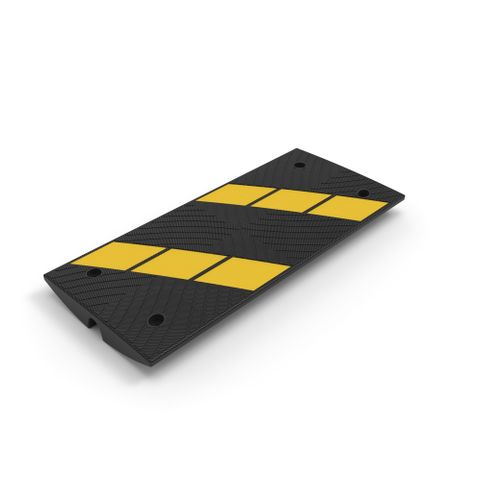 Kerb Ramp for Driveway Body Section 900x400x65mm Black Rubber with Reflective Yellow Strips