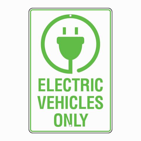 Sign – Electric Vehicles Only - 600H x 400W - Aluminium