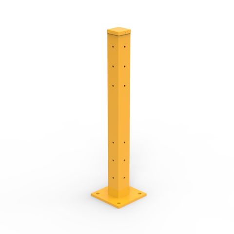Rib-Rail Double Height Post 1100mm Including Fixings - Powder Coated Safety Yellow