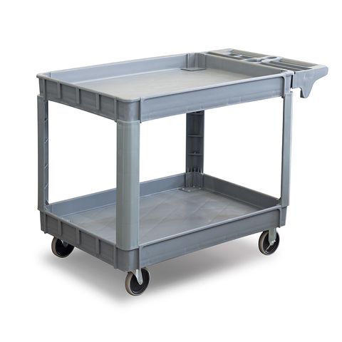 Utility Cart - 2 Level Service Cart - Plastic with Castors and Handle