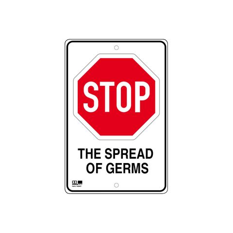 Pilot Sign - Stop The Spread of Germs - 300 x 450 x 1.4mm Polypropylene