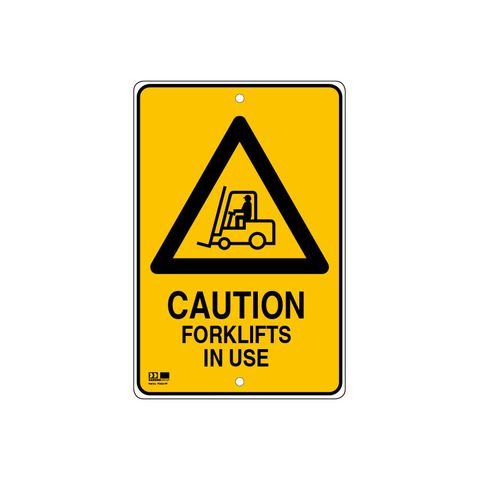 Pilot Sign - Caution Forklifts - 300 x 450 x 1.4mm Polypropylene