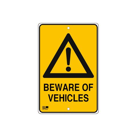 Pilot Sign - Beware of Vehicles - 300 x 450 x 1.4mm Polypropylene