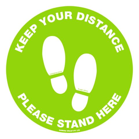 Adhesive Floor Sticker "Keep Your Distance" 300mm Round Anti Slip