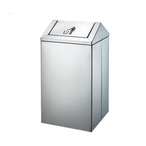 Indoor Waste Bin - Free Standing Square 43.2lt - Stainless Steel