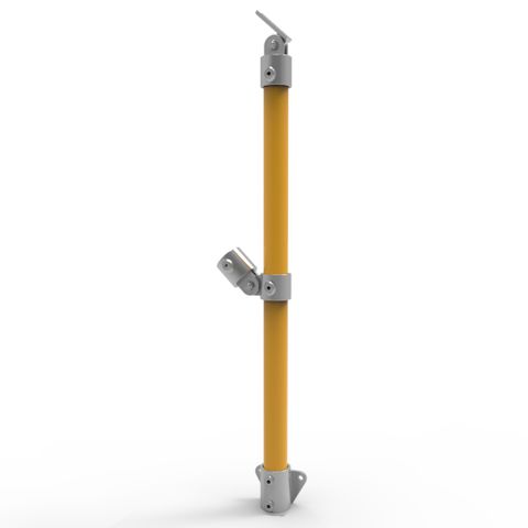 NoWeld Angled End Post Vertical Mount - Galvanised and Powder Coated Yellow
