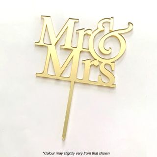 MR & MRS GOLD MIRROR ACRYLIC CAKE TOPPER