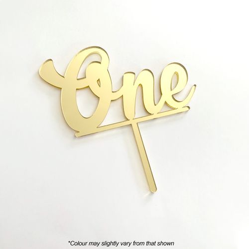NUMBER ONE GOLD MIRROR ACRYLIC CAKE TOPPER