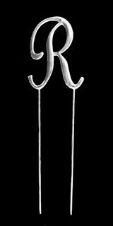 7CM LETTER R - PLAIN SILVER TOPPER