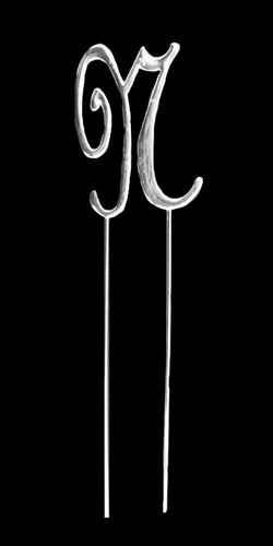 7CM LETTER N - PLAIN SILVER TOPPER
