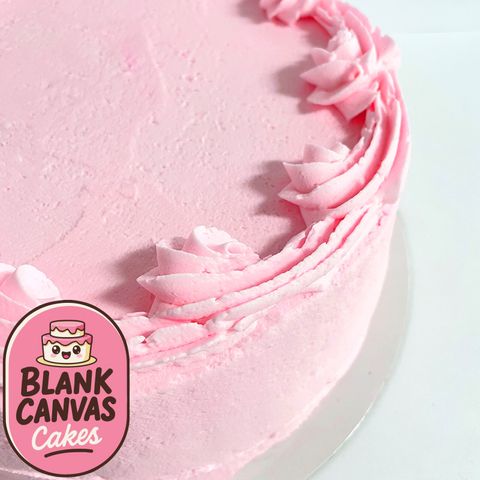 FROZEN PINK DECORATED CAKE | WHITE MUD | 8" ROUND | BLANK CANVAS CAKES