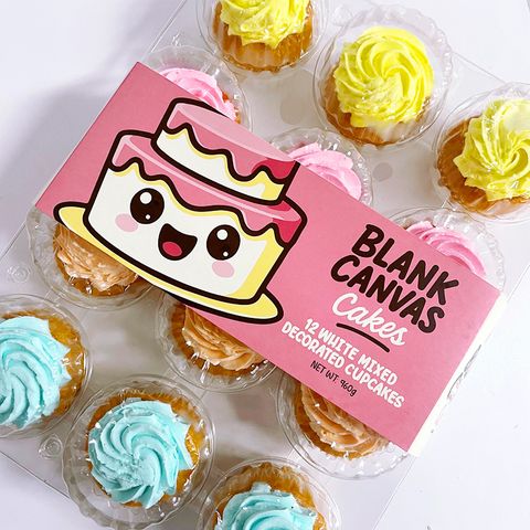 FROZEN WHITE MIXED DECORATED CUPCAKES | TRAY 12 | BLANK CANVAS CAKES