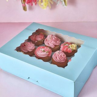 CAKE CRAFT | BLUE | 12 HOLE CUPCAKE BOX | RETAIL PACK
